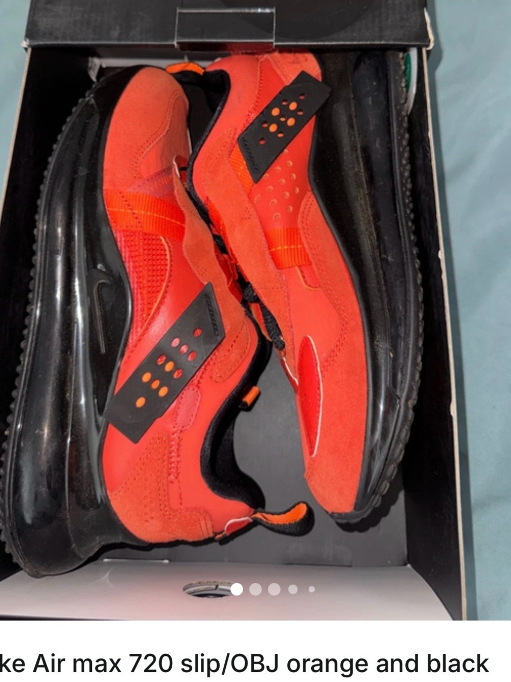 Nike Air max 720 slip/OBJ orange and black MENS size 6.5